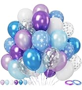Paready Frozen Balloons Set, 50Pcs Purple Blue Snow Print Balloons, 12 Inch Metallic Pearl Light ...