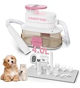ENERTWIST Pet Grooming Kit - 5-in-1 Dog Hair Vacuum With 4L Large Vac Cup for Shedding, 5 Tools, ...