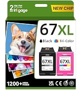 67XL Ink Cartridges Black/Color Combo Pack for HP Ink 67 for HP 67XL Printer Ink Fit for HP DeskJ...