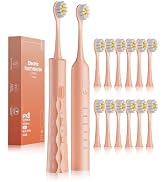 2 Pack Electric Toothbrush,12 Brush Heads,Charging can last for 60 days | USB Rechargeable Sonic ...