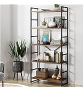 Shintenchi 5 Tiers Bookshelf, Classically Tall Bookcase Shelf, Industrial Book Rack, Modern Book ...