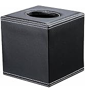 KINGFOM Square Pu Leather Tissue Box Cover, Modern Facial Tissue Holder, Roll Tissues Paper Case ...