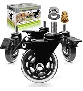Slipstick CB693 Premium 3 Inch Rubber Caster Wheels with Brake (4 Pack) Replacement Rollerblade S...