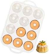AOTASO 3 Inch Silicone Mini Fluted Tube Cake Pans with Metal Reinforced Frame, 12-Cavity Non-Stic...