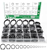 Aienxn 600PCS C Clips Assortment Kit (M4-M28), 15 Sizes External Retaining Rings, Black Carbon St...