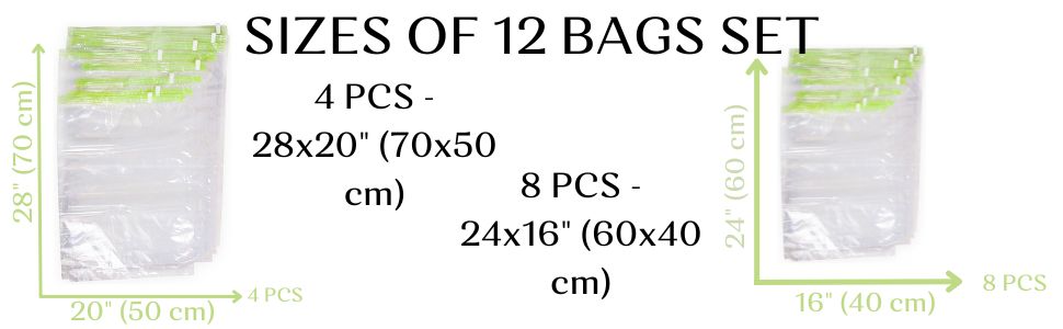 sizes of 12 space saver bags