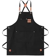 ARBINSON Chef Aprons for Men Canvas Apron with Large Pockets and Adjustable Neck Strap for Cookin...