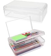 1 PCS Pencil Box,Double Layer Large Capacity Pencil Box,Hard Pencil Case with Snap-tight Lid,Plas...
