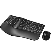 MK960 Ergonomic Wireless Keyboard Mouse Combo, Bluetooth/2.4G Split Design Keyboard with Palm Res...