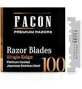 100 Facón Single Edge Razor Blades for Barber Straight Razor, Straight Razor Blades for Shaving, ...
