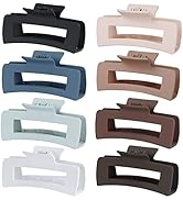Large Hair Claw Clips - 8 Pcs Rectangle Big Claws for Thick Hair - Non-Slip Acrylic Banana Jaw Cl...