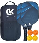 COOLKITS Pickleball Paddles Set with 4 Pickle Balls and 1 Table Tennis Bag Graphite Honeycomb Fac...