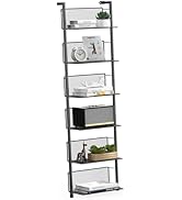 Docnest Industrial Wall-Mounted Ladder Shelf - 6-Tier Metal Bookshelf Organizer, 47.6 Inch Modern...