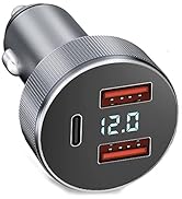 72W USB C Car Charger, 3 Ports 12V USB Charger Dual QC3.0 and 36W PD Metal Mini Fast Car Charger ...