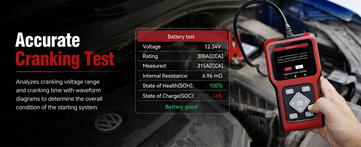 UJS TesGo OBD2 Scanner and Battery Tester
