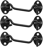 Alise 4'' Hook and Eye Latch for Doors,Barn Door Lock Black Gate Latches Stainless Steel Hook Eye...