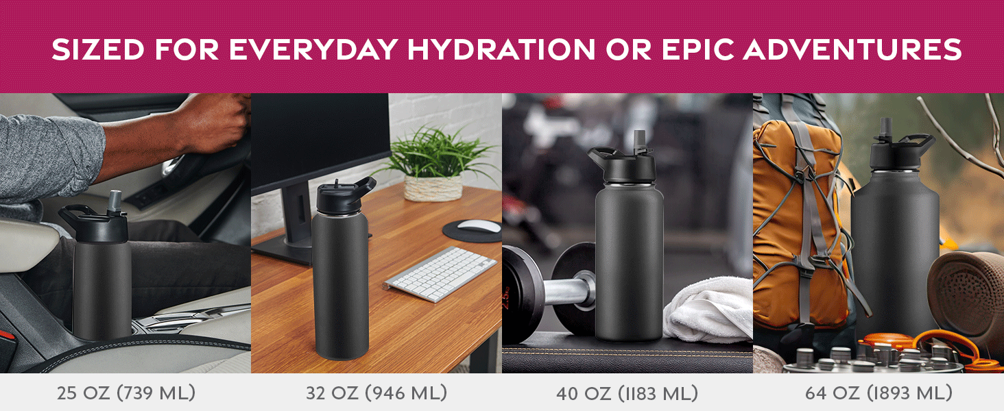 Sized for everyday hydration or epic adventures