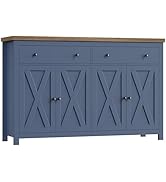 FOTOSOK Sideboard Buffet Cabinet with Storage, 55" Large Kitchen Storage Cabinet with 2 Drawers a...