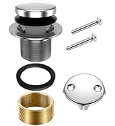Brass Tip-Toe Bathtub Drain Stopper, Tub Drain Set with 2-Hole Overflow Faceplate and Universal F...