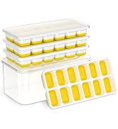 NFK Ice Cube Tray with Lid & Bin - 4 Pack Stackable Silicone Trays for Freezer with Storage Conta...