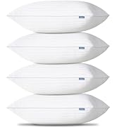 CozyLux Pillows Queen Size Set of 4, Oeko-TEX Certified Down Alternative Striped Bed Pillows for ...
