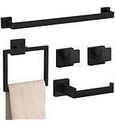 5-Pieces Matte Black Bathroom Accessories Set, 23.6 Inch Bath Towel Bar Set, SUS 304 Stainless St...