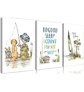 Nursery Wall Art Decor Baby Boy Room Canvas Prints Fishing Hunting Nursery Wall Decor,Rustic Fish...