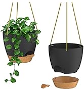 ZMTECH 10 Inch Hanging Planters for Indoor Outdoor Plants 2 Pack Self Watering Hanging Plant Pots...