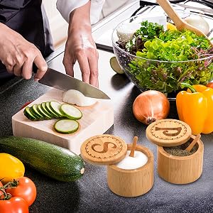 Bamboo Salt and Pepper Holder Box