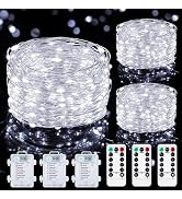 Mlambert 3 Pack 33FT Fairy Lights Battery Operated with Remote and Timer, Dimmable Waterproof 8 M...
