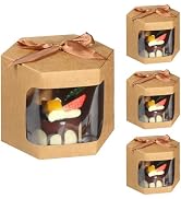 ISKYBOB 24PCS Individual Bakery Boxes with Window, Hexagon Single Cake Box 4.7 x 4In Kraft Paper ...