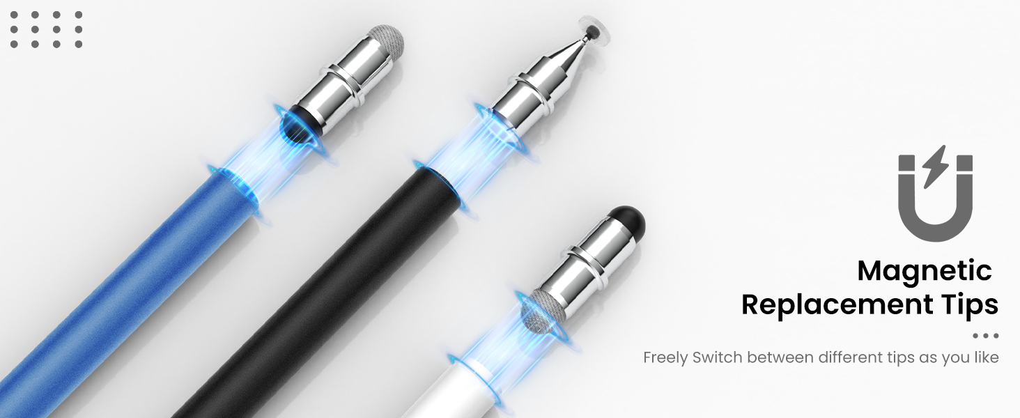 3 in 1 stylus pen with magnetic tips