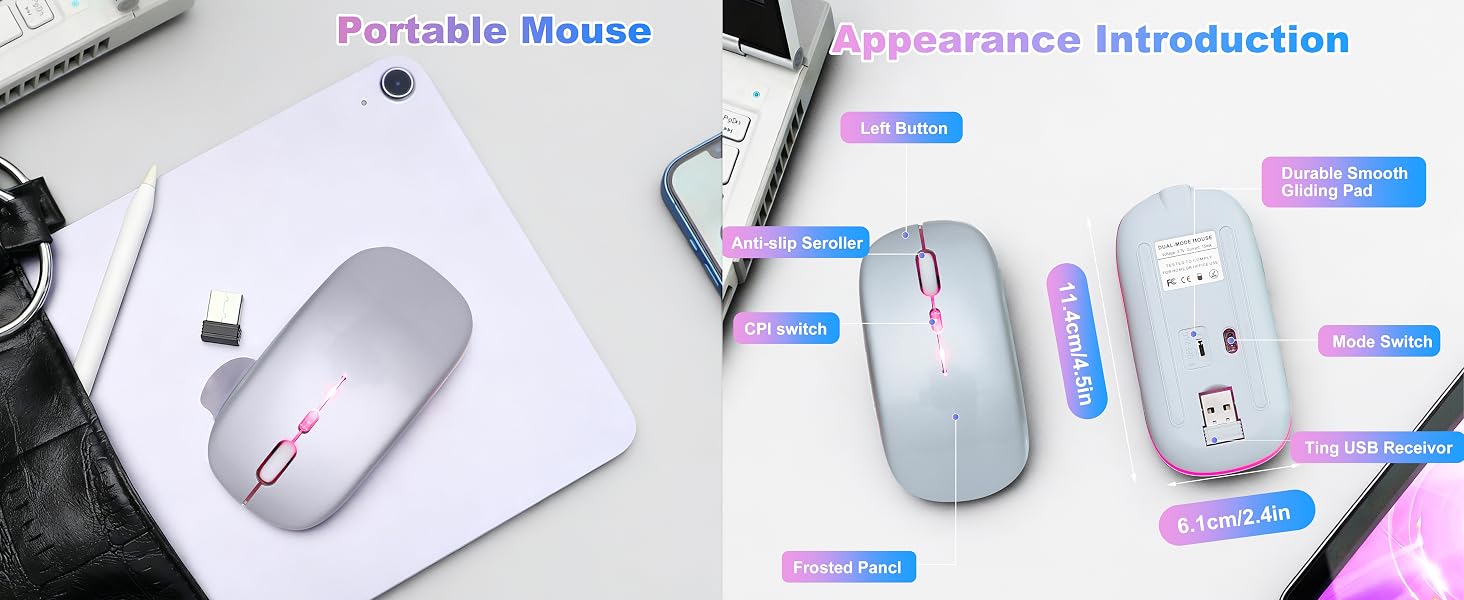 AZTZATZ Wireless Bluetooth Mouse Rechargeable