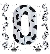 Cow Print Number Balloons for Kids, 40 Inch Foil Helium 0-9 Set Balloons, Self Inflating Big Numb...