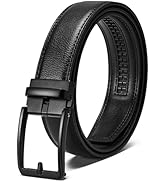 SKiporty Mens Belt Ratchet Belts Dress Casual Leather Belt for Men With Slide Adjustable Click Bu...