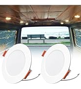 TrustWheel 2-Pack RV Recessed LED Ceiling Lights 12V 3”, Ultra Thin Puck Lights 3W 3000K Dimmable...