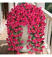 Besteek Artificial Bougainvillea Flowers Plants for Outdoors Decoration, 2 Pcs Faux Silk Flowers ...