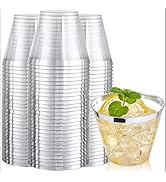 Nervure 120PCS Silver Plastic Cups - 9Oz Silver Rimmed Plastic Cups - Heavy Duty Plastic Cup with...