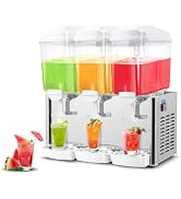 ROVSUN 14.4 Gallon/54L Commercial Beverage Dispenser Drink Dispenser, 18L X 3 Tanks Commercial Ju...
