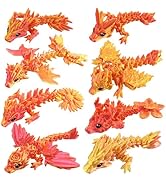 YVBBHE 8 Pcs 3D Printed Fidget Dragons with Eyes Toy Set, Small 3D Prints Articulated Animal Mode...