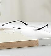 LUFF Frameless Reading Glasses for Men,Durable Rimless HD Readers Lightweight Computer Eyeglasses...