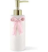 NEWHENGS Handmade Ceramic Bow Soap Pump Dispenser Hand Lotion Liquid Dispenser Refillable for Kit...