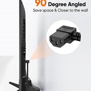 Right Angle IEC Power Cord, Universal PC Power Supply Cord