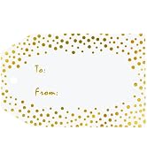 G2PLUS Foil Gold Dots Gift Tags, 50PCS to from Gift Tags with String, White Paper Hang Tags, Chri...