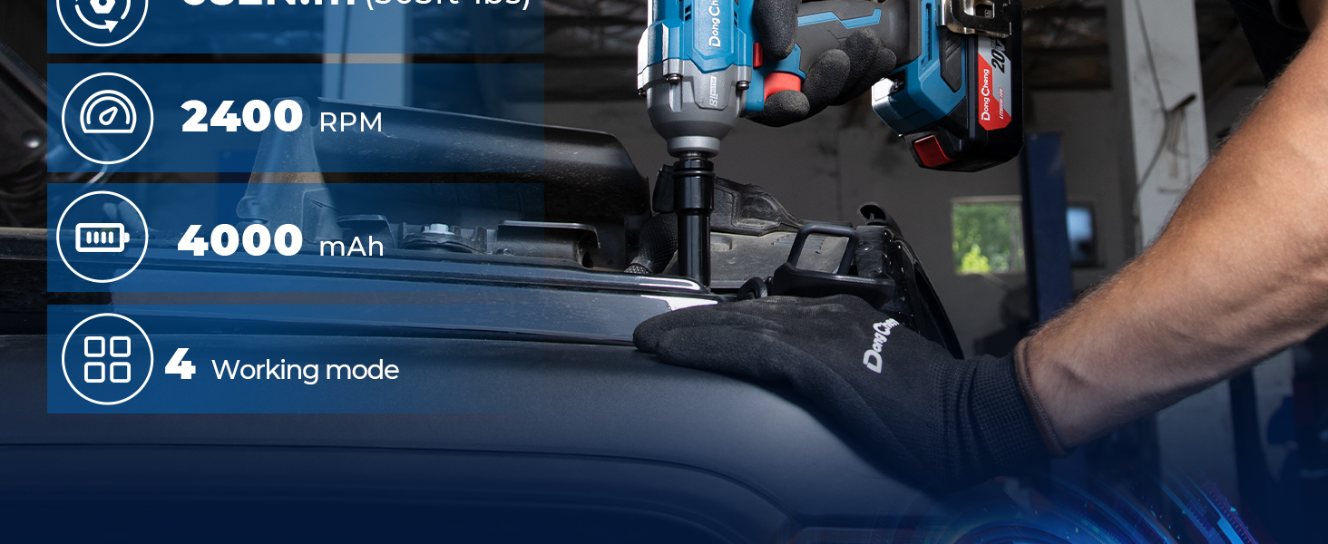 Dong Cheng 20V Brushless Impact Wrench, Max Torque 503 ft-lbs (682 N.m),