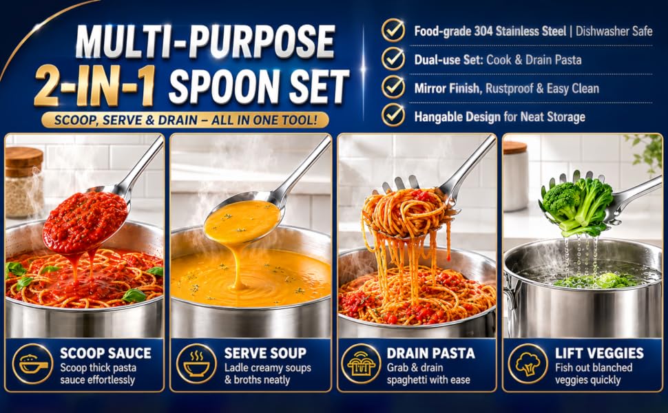Heat Resistant Metal Spoons For Cooking