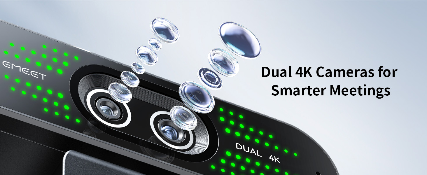 EMEET NOVA 4K Dual-Camera 4K Webcam for PC features two cameras