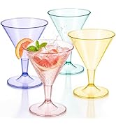 Liacere 24 Pack Colored Plastic Cocktail Glasses - 6.25oz Disposable Martini Glasses - Plastic Ma...