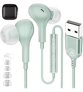USB Earbuds with Microphone for PC Laptop,Wired USBA Headset with Mic in Ear Buds Noise Isolating...