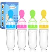 Baby Food Feeder 4 Pack Silicone Baby Food Dispensing Spoon-WAJIAYON, 3 oz Squeeze Feeding Spoons...